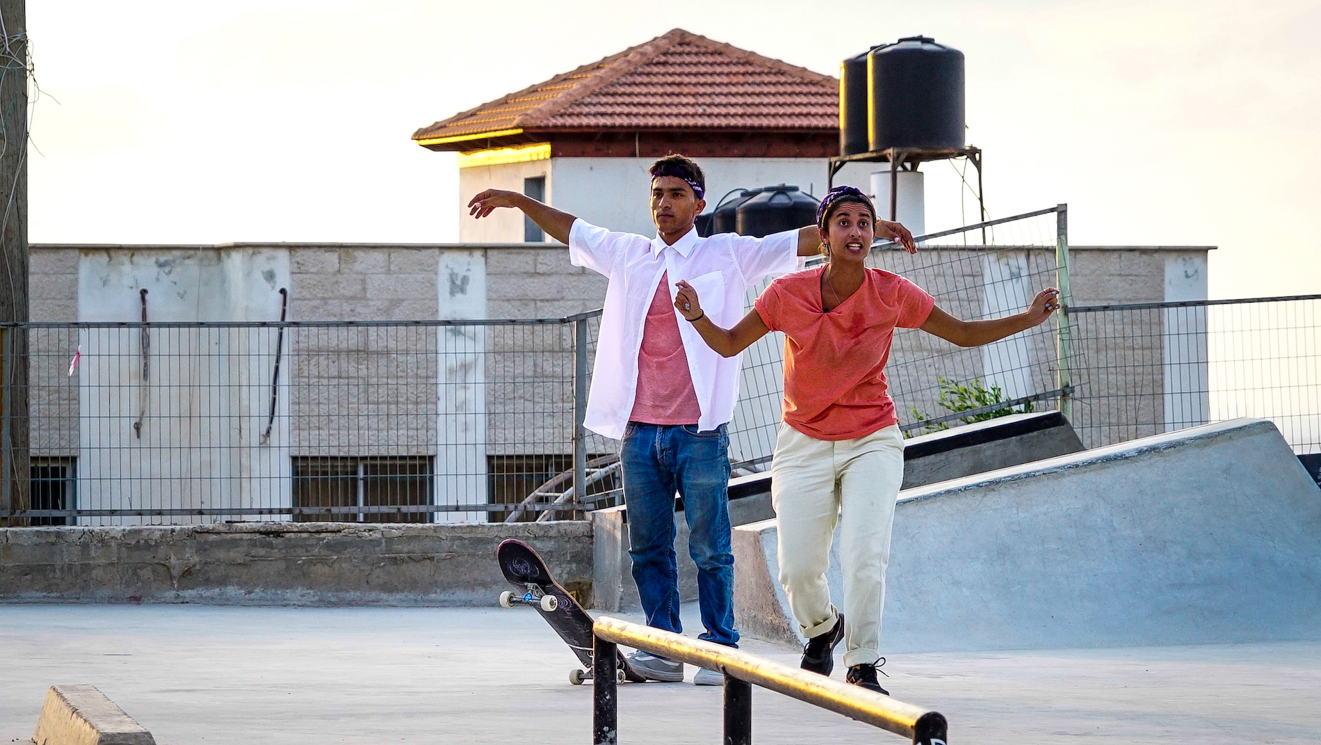 Actors in the skate park for A Skate Play 